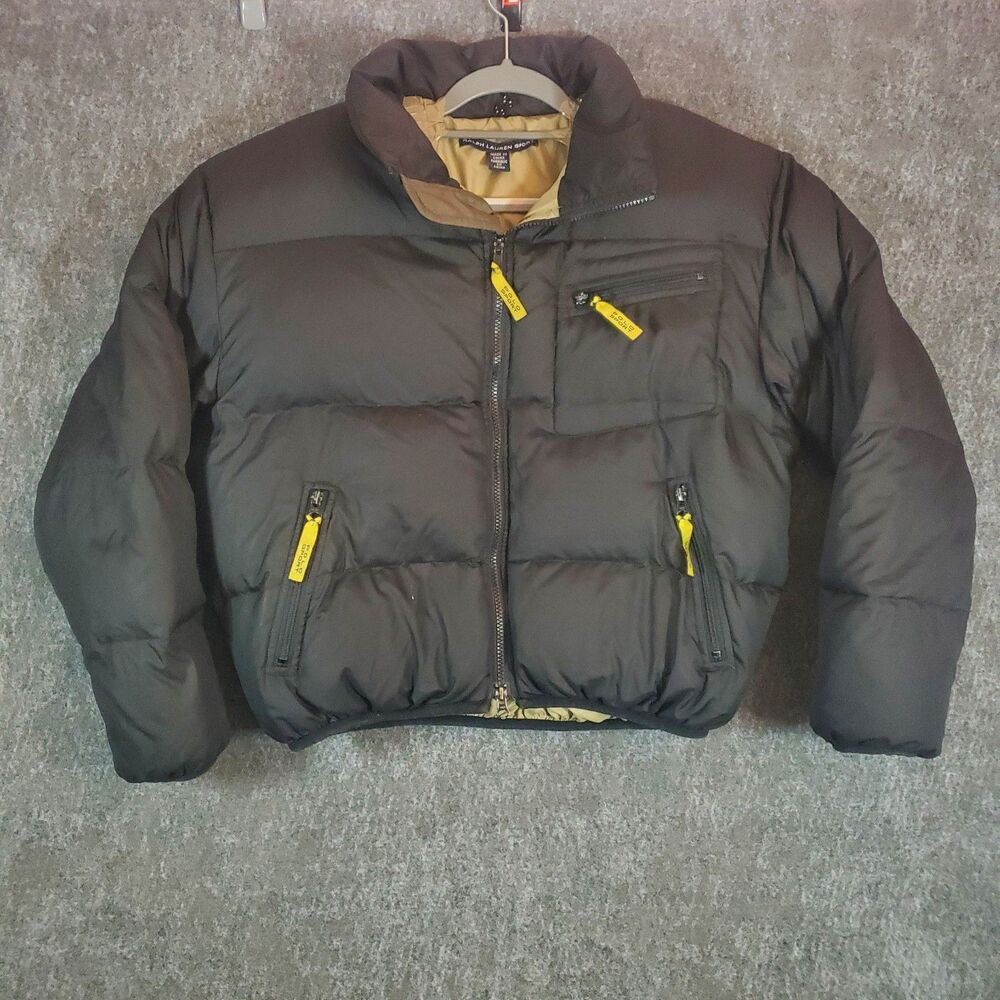 Vintage Ralph Lauren Polo Sport Women's L Black Down Jacket Puffer